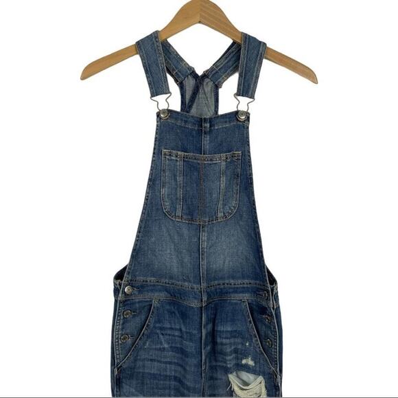 American Eagle Tomgirl Distressed Blue Denim Jeans Overall Size XS Relaxed Fit - Picture 4 of 16